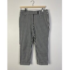 White House Black Market Gingham Slim Crop Pants Officecore Casual Size 4‎